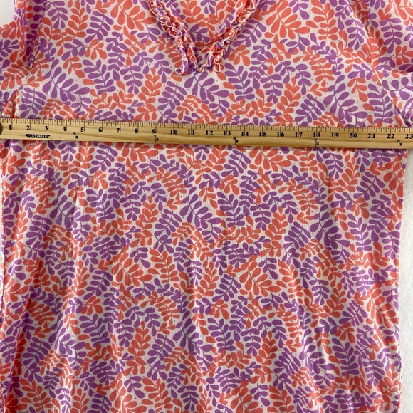 Garnet Hill Fern Print Playa Caftan Top Sz 18 Cotton - Picture 3 of 8